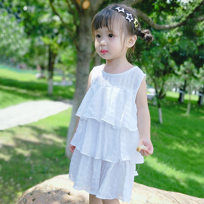 Rochie pentru copii alb si galben cu decolteu O