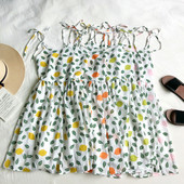 Rochie de vara dama cu aplicatie colorata si bretele subtiri