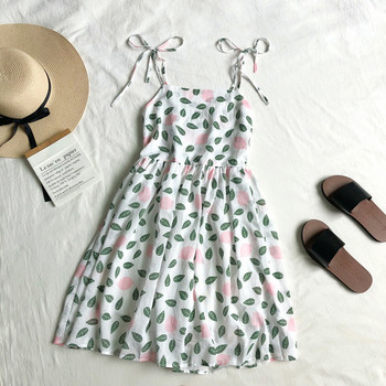 Rochie de vara dama cu aplicatie colorata si bretele subtiri