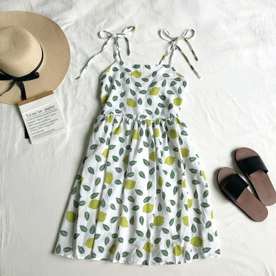 Rochie de vara dama cu aplicatie colorata si bretele subtiri