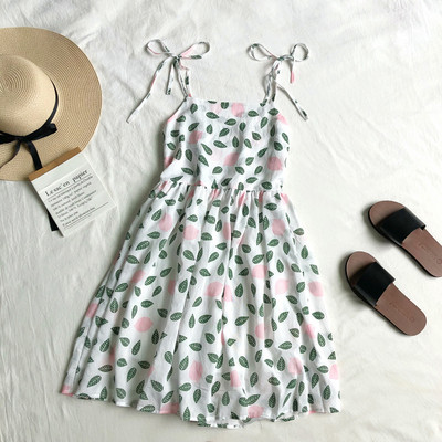 Rochie de vara dama cu aplicatie colorata si bretele subtiri