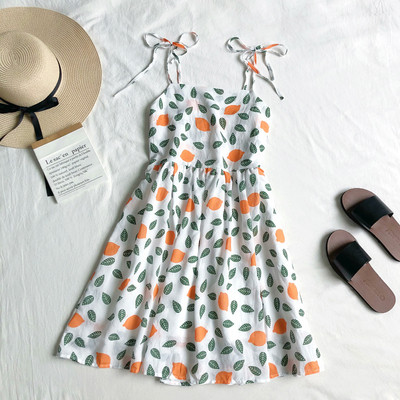 Rochie de vara dama cu aplicatie colorata si bretele subtiri