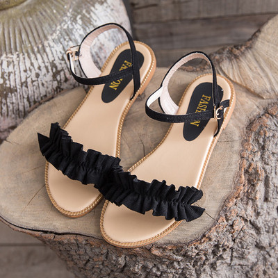 Μοντέρνα γυναικεία σανδάλια σε μαύρο και ροζ χρώμα