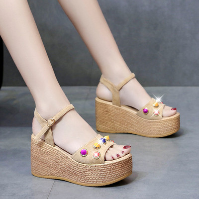 Sandale de dama moderne in negru si maro cu pietre colorate