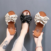 Γυναικείες παντόφλες με κορδέλα σε δύο χρώματα