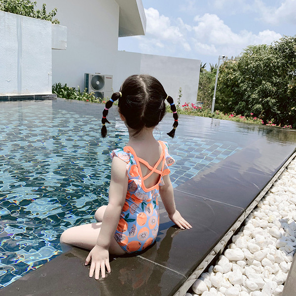 Divatos egész gyerek fürdőruha lányoknak kék színben