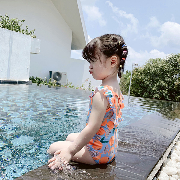 Divatos egész gyerek fürdőruha lányoknak kék színben