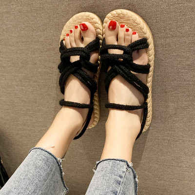 Дамски сандали с кръстосани връзки в два цвята