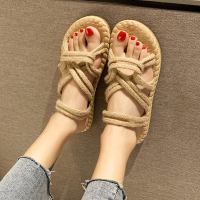 Дамски сандали с кръстосани връзки в два цвята