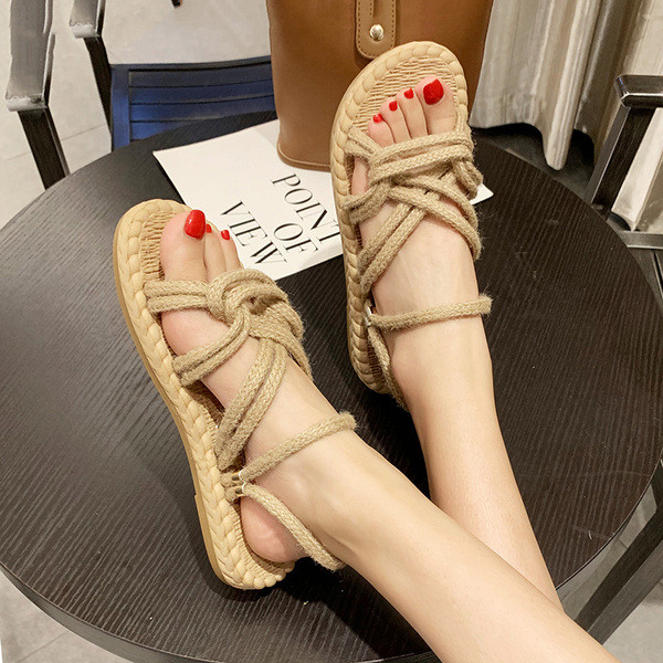 Дамски сандали с кръстосани връзки в два цвята