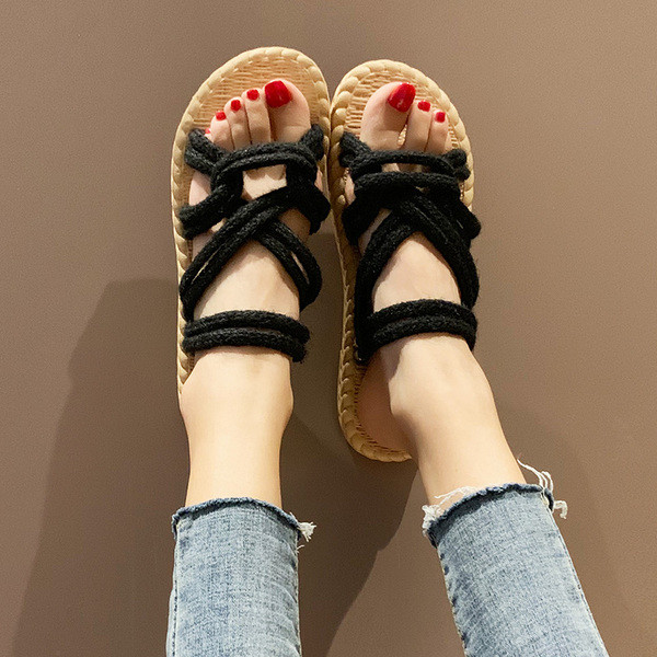 Дамски сандали с кръстосани връзки в два цвята