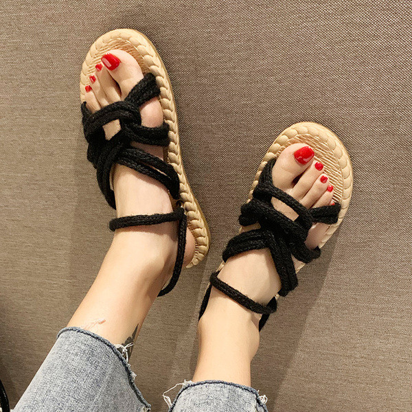 Дамски сандали с кръстосани връзки в два цвята