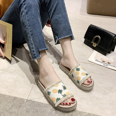 Papuci casual dama cu aplicatie colorata in doua culori