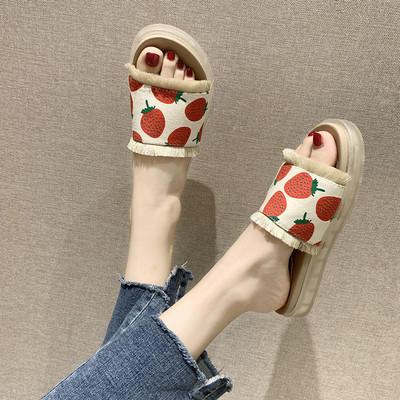 Papuci casual dama cu aplicatie colorata in doua culori