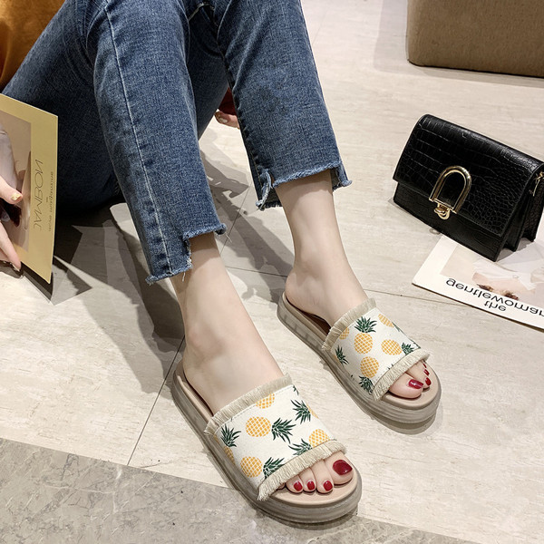 Papuci casual dama cu aplicatie colorata in doua culori