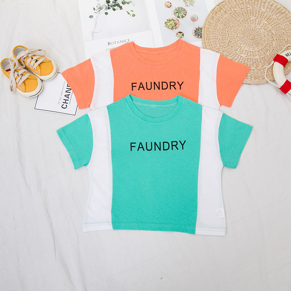 Két színben, felirattal ellátott, alkalmi gyerek póló fiúknak