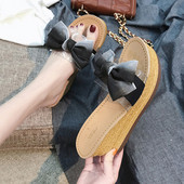 Papuci de dama cu platforma cu panglica in culori irizate