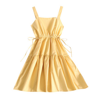 Hétköznapi női ruha gombokkal és nyakkendőkkel három színben