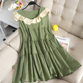 Modern női ruha rövid ujjú, O-nyakú