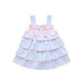 Rochie eleganta pentru copii in albastru cu panglici