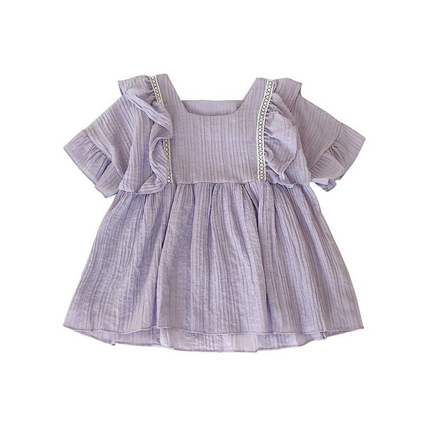 Bluză casual de damă cu decolteu O și mâneci scurte în alb și albastru