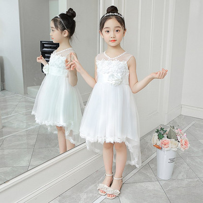 Стилна детска рокля в два цвята с 3D елемент и тюл