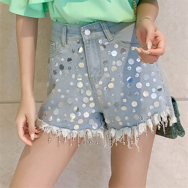 Modern farmer rövidnadrág kék flitterekkel