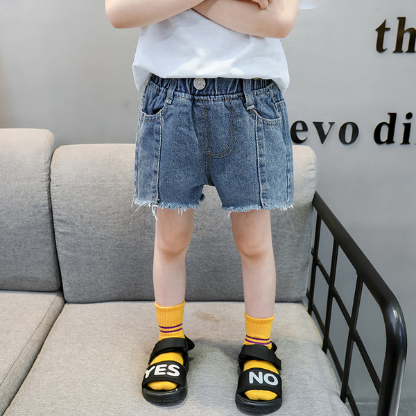 Blugi scurti pentru copii cu nasture si buzunare pentru fete