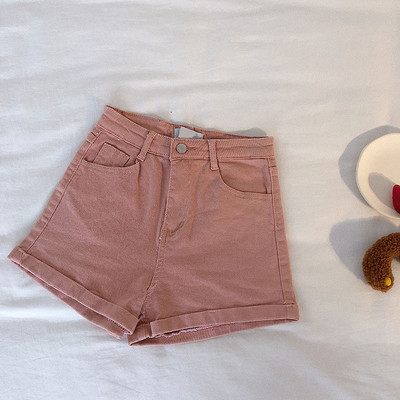 Ежедневни дамски къси панталони с висока талия и джоб