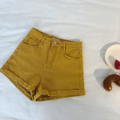 Ежедневни дамски къси панталони с висока талия и джоб