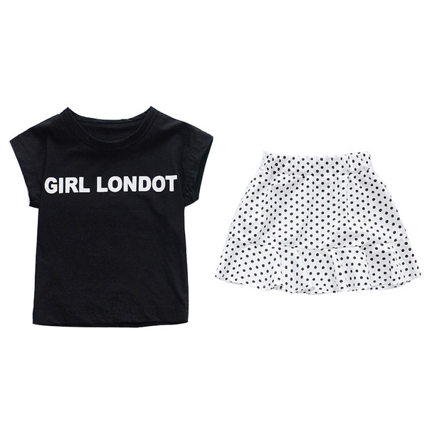 Set modern pentru copii in doua culori din doua parti - fusta si tricou