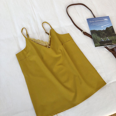 Maieu modern de dama cu bretele subtiri si dantela in trei culori