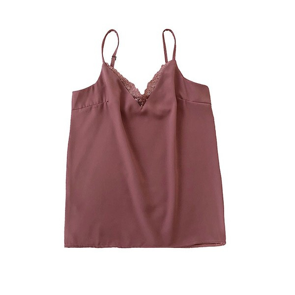 Maieu modern de dama cu bretele subtiri si dantela in trei culori