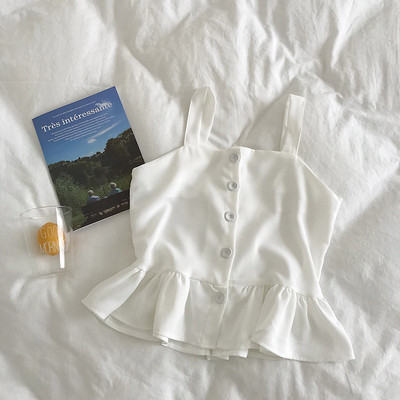 Stílusos női felső, vékony pántokkal és gombokkal, többféle színben