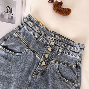 Fusta de dama moderna din denim scurta cu talie inalta in doua culori