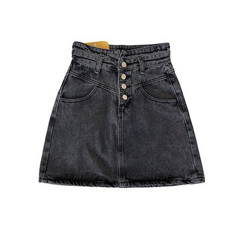 Fusta de dama moderna din denim scurta cu talie inalta in doua culori