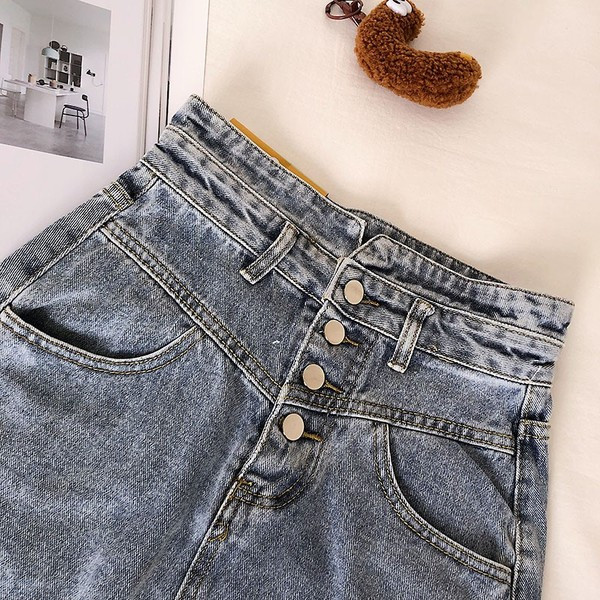 Fusta de dama moderna din denim scurta cu talie inalta in doua culori