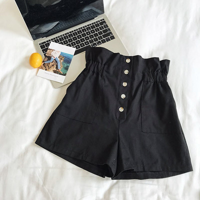 Pantaloni scurți casual dama cu nasturi si buzunar in doua culori