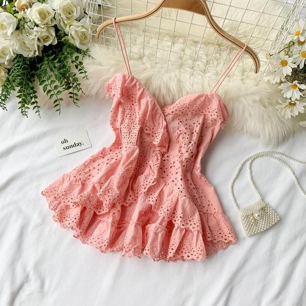 Maieu de damă din dantelă alb și roz