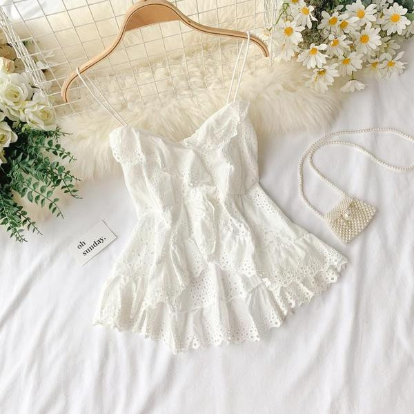 Maieu de damă din dantelă alb și roz