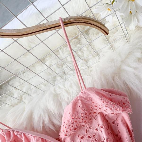 Maieu de damă din dantelă alb și roz