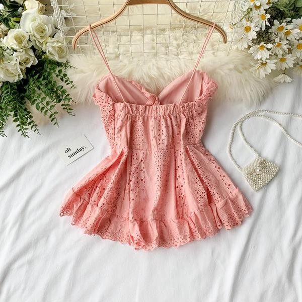 Maieu de damă din dantelă alb și roz