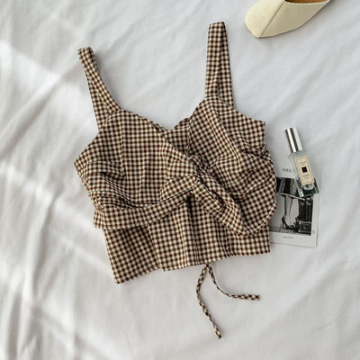 Női kockás felső, hátul megkötővel, három színben