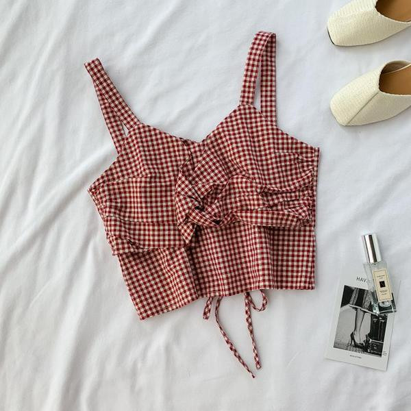 Női kockás felső, hátul megkötővel, három színben