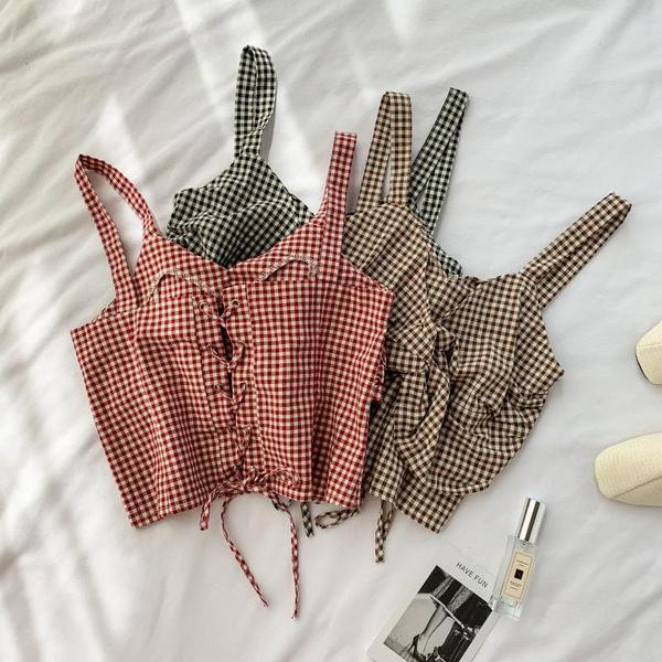 Női kockás felső, hátul megkötővel, három színben