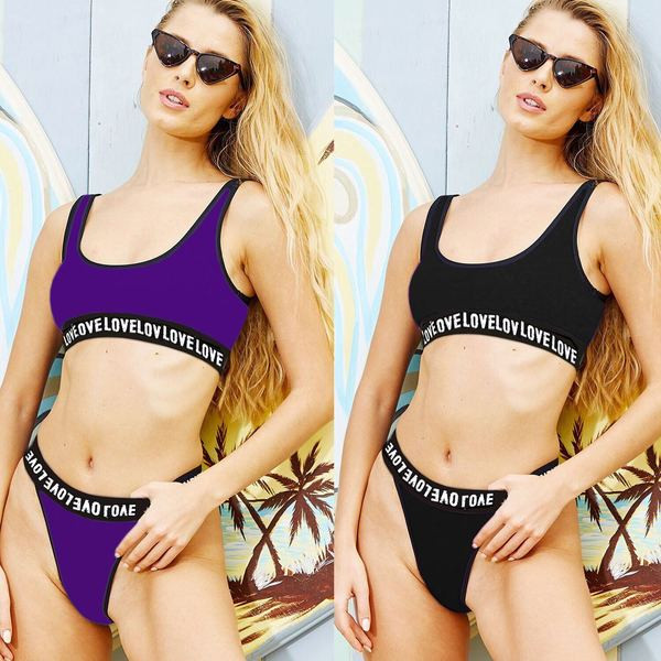 Γυναικείο μαγιό με μαύρο και μοβ χρώμα