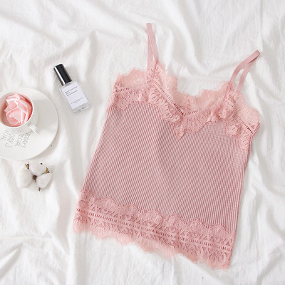 Maieu modern de dama cu bretele subtiri si dantela in mai multe culori