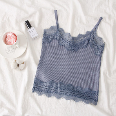 Maieu modern de dama cu bretele subtiri si dantela in mai multe culori