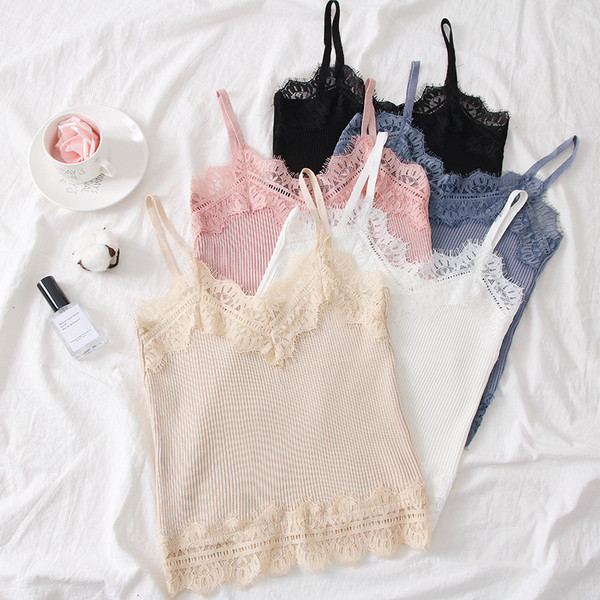 Maieu modern de dama cu bretele subtiri si dantela in mai multe culori