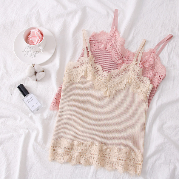 Maieu modern de dama cu bretele subtiri si dantela in mai multe culori